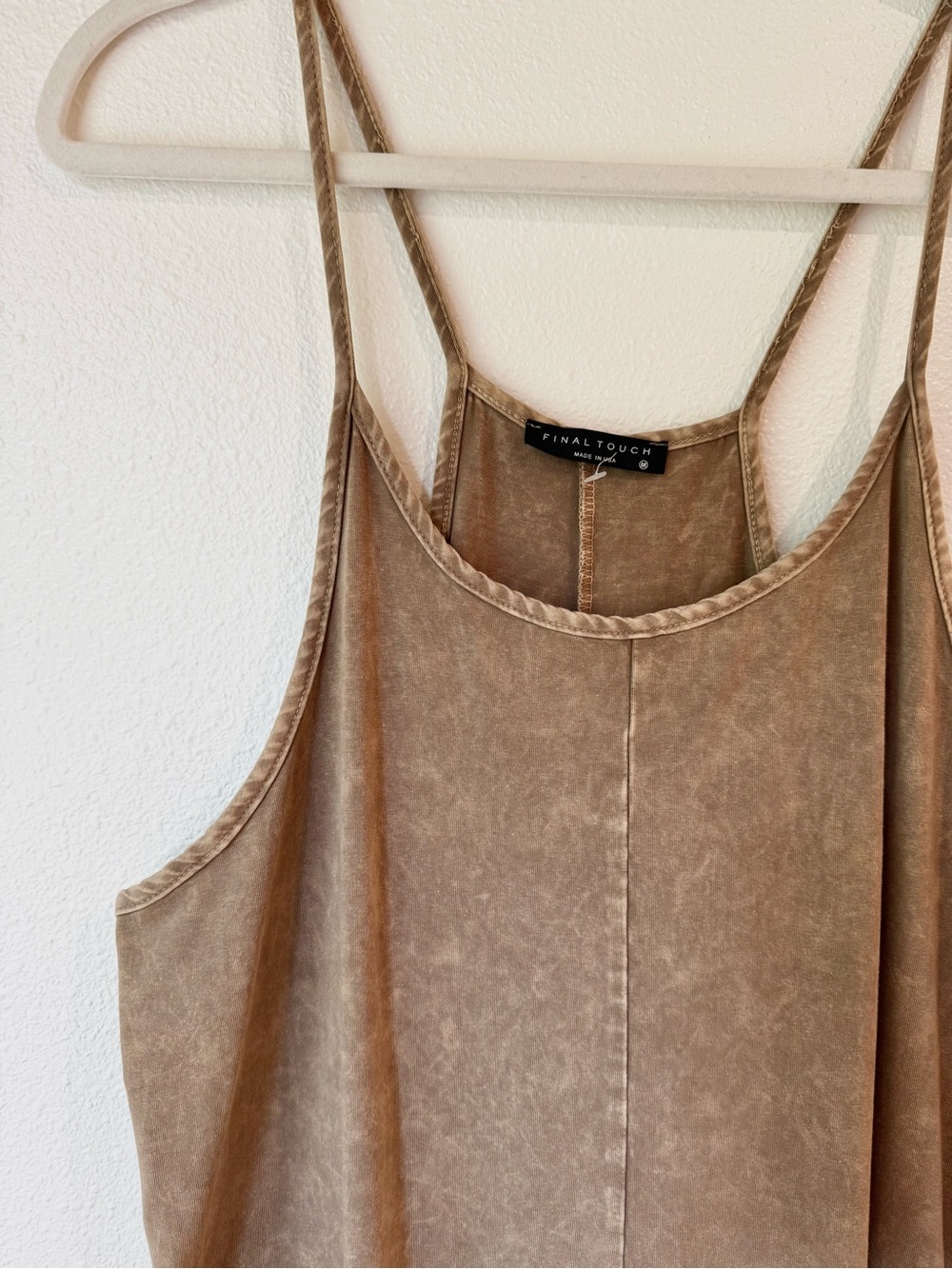 Final Touch Women's Tan Mineral-Wash jumpsuit